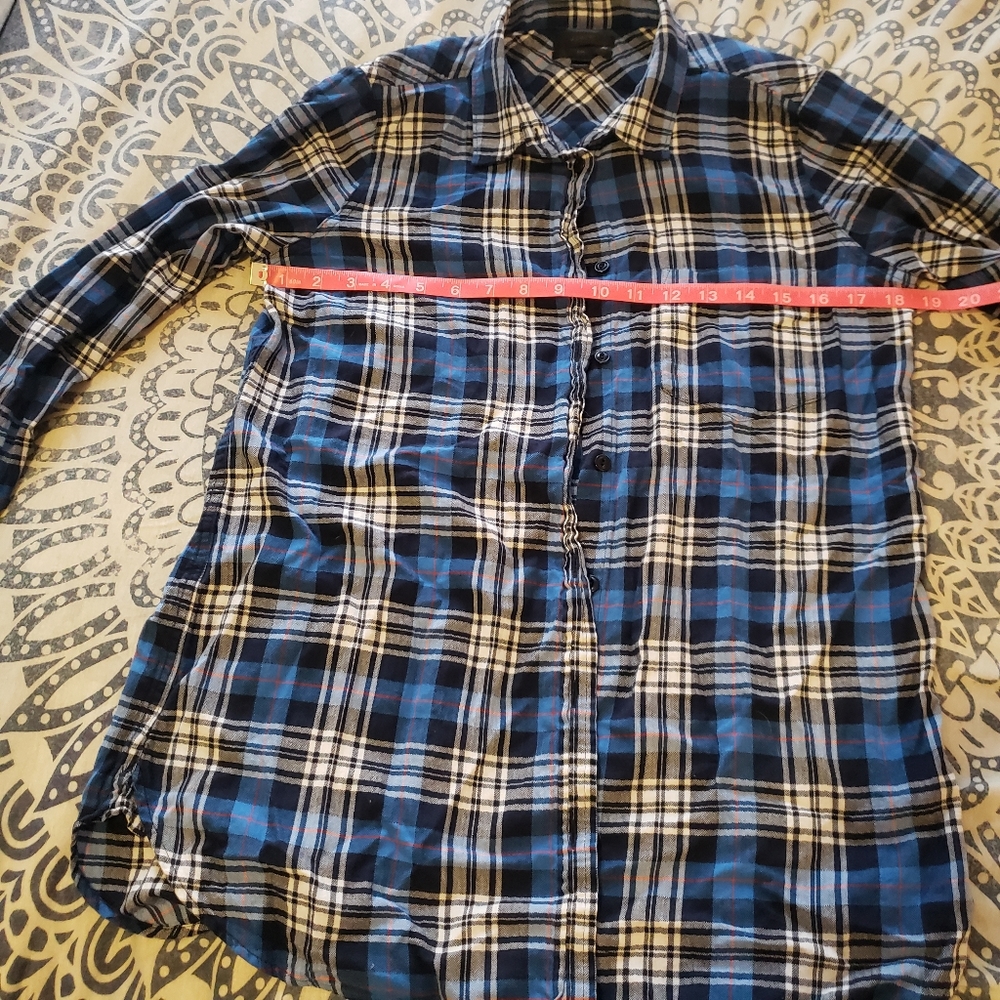 2/$12 Blue plaid women's fit blouse
